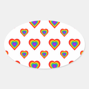 Rainbow Heart Ovale Sticker