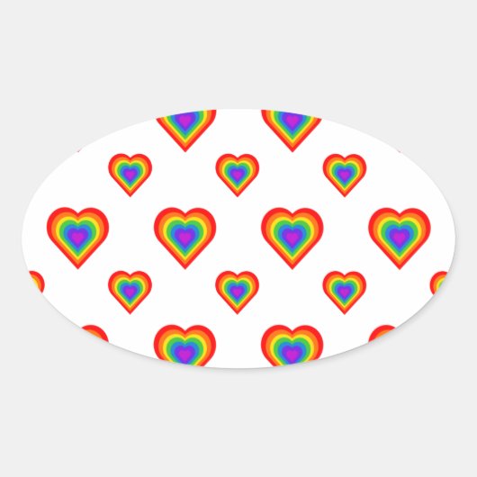 Rainbow Heart Ovale Sticker (Voorkant)