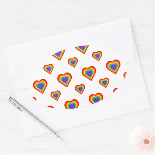 Rainbow Heart Ovale Sticker (Envelop)