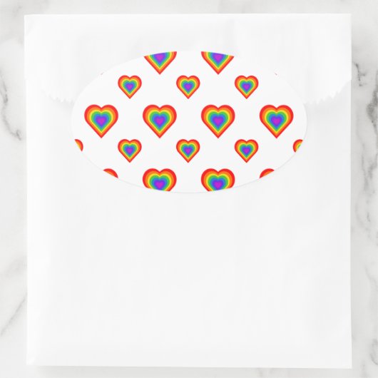 Rainbow Heart Ovale Sticker (Tas)