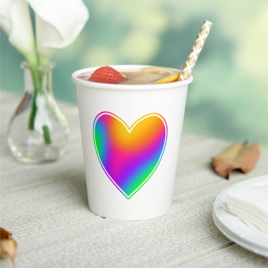 Rainbow Heart Papieren Bekers (Insitu)