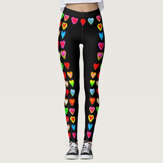 Rainbow Heart Pastel Leggings (Voorkant)