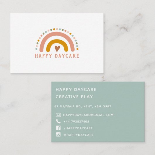 Rainbow Heart Pastel Spots Visitekaartje (Voorkant / Achterkant)