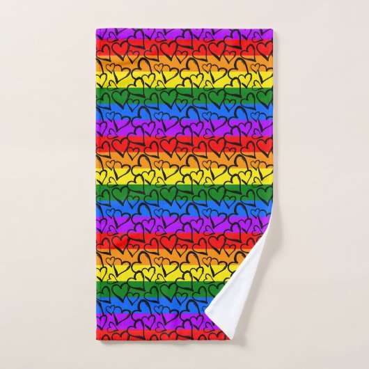 Rainbow Heart Pattern Bad Handdoek (Handdoek)