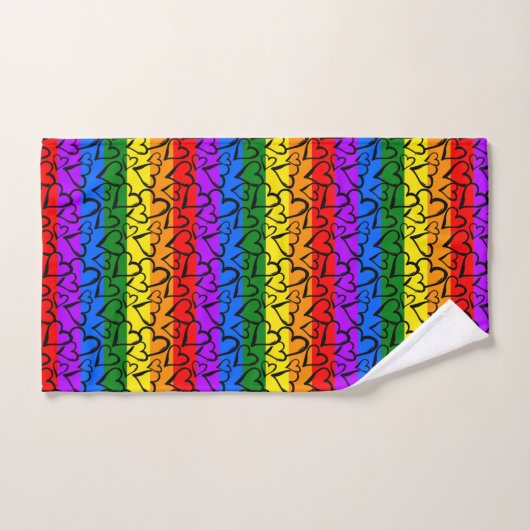 Rainbow Heart Pattern Bad Handdoek (Handdoek)