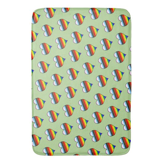 Rainbow Heart Pattern Bath Mat (Voorkant Verticaal)