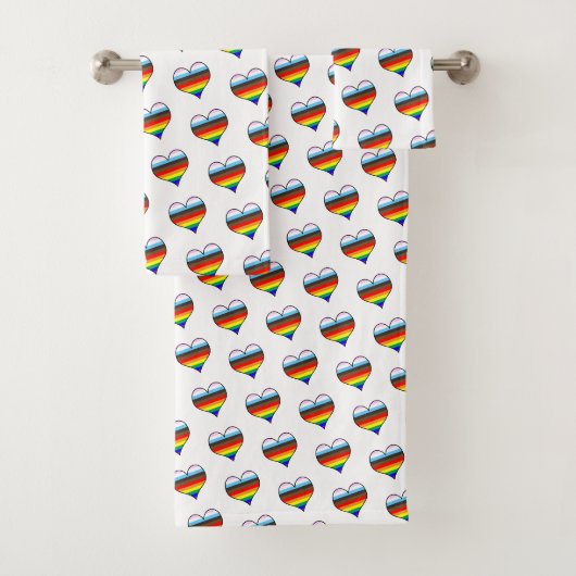 Rainbow Heart Pattern Bath Towel Set Bad Handdoek (Insitu)