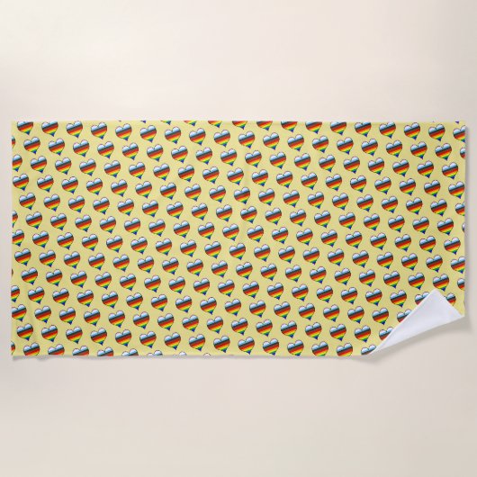 Rainbow Heart Pattern Beach Towel Strandlaken (Voorkant)