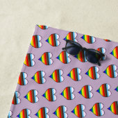 Rainbow Heart Pattern Beach Towel Strandlaken (In situ)