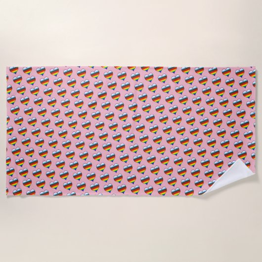 Rainbow Heart Pattern Beach Towel Strandlaken (Voorkant)
