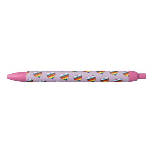 Rainbow Heart Pattern Black Ink Pen (Voorkant)