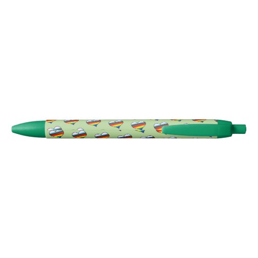 Rainbow Heart Pattern Black Ink Pen (Achterkant)
