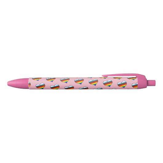 Rainbow Heart Pattern Black Ink Pen (Bovenkant)
