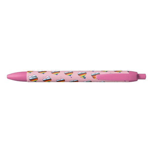 Rainbow Heart Pattern Black Ink Pen (Achterkant)