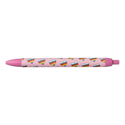 Rainbow Heart Pattern Black Ink Pen (Voorkant)