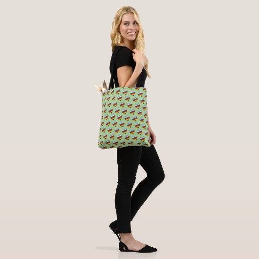 Rainbow Heart Pattern Canvas tas (Op model)