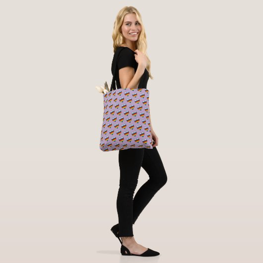 Rainbow Heart Pattern Canvas tas (Op model)