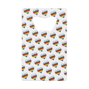 Rainbow Heart Pattern Credit Kaart Bottle Open Creditkaart Flessenopener