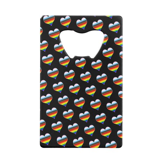 Rainbow Heart Pattern Credit Kaart Bottle Open Creditkaart Flessenopener (Voorkant)