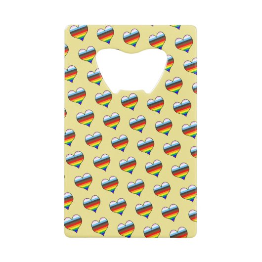 Rainbow Heart Pattern Creditkaart Flessenopener (Voorkant)