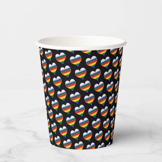 Rainbow Heart Pattern Cups Papieren Bekers (Achterkant)