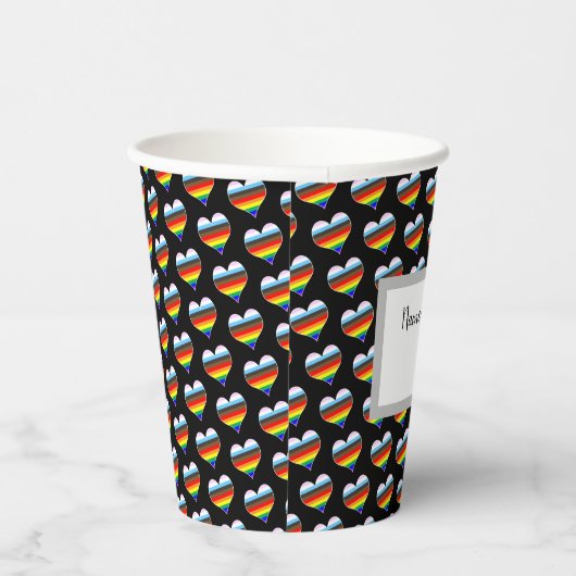 Rainbow Heart Pattern Cups Papieren Bekers (Rechts)