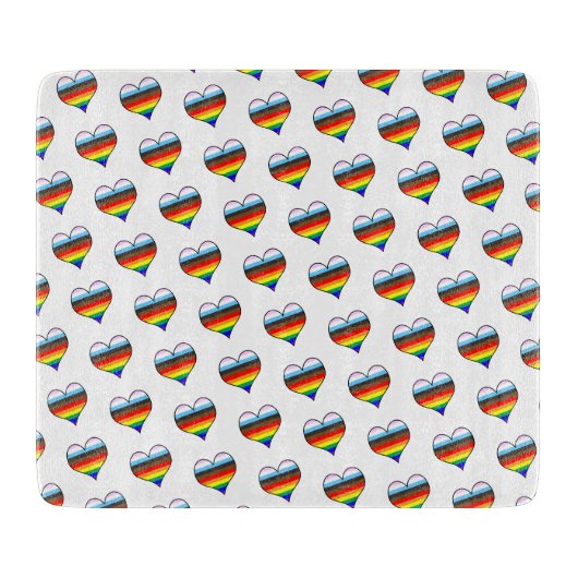 Rainbow Heart Pattern Cutting Board Snijplank (Voorkant)