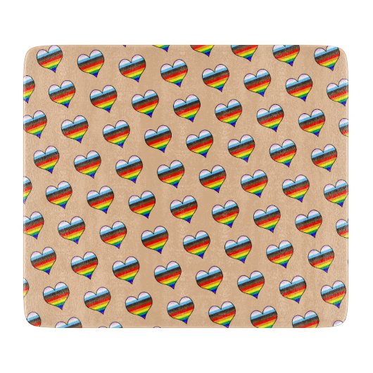 Rainbow Heart Pattern Cutting Board Snijplank (Voorkant)