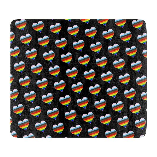 Rainbow Heart Pattern Cutting Board Snijplank (Voorkant)