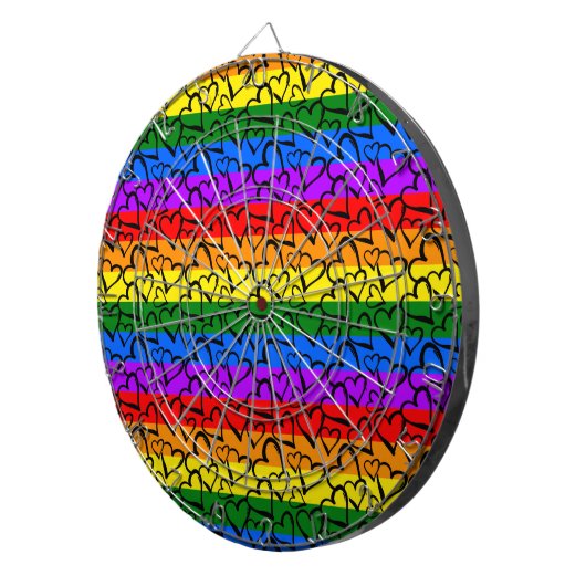 Rainbow Heart Pattern Dartbord (Voorkant Rechts)