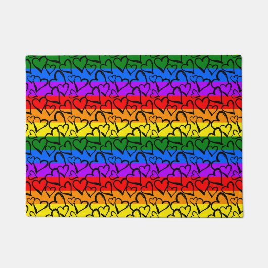 Rainbow Heart Pattern Deurmat (Voorkant)