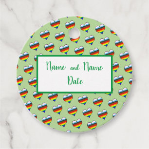 Rainbow Heart Pattern Favor Tags Bedankjes Labels