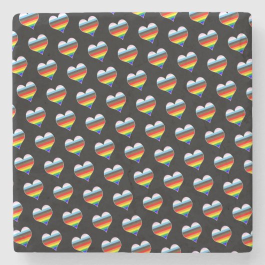 Rainbow Heart Pattern Glass Onderzetter (Voorkant)