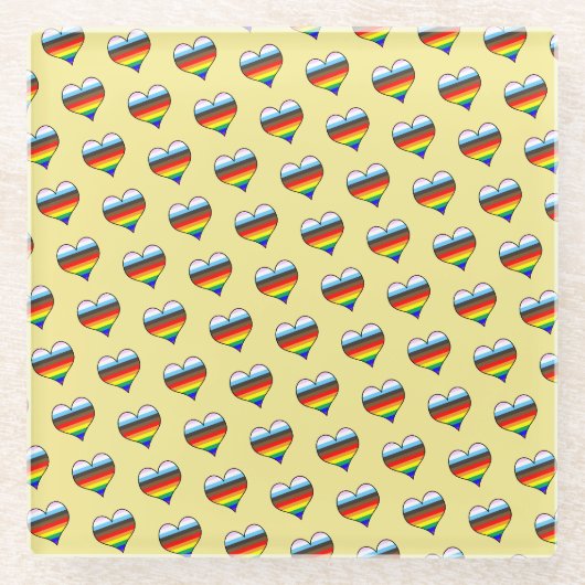 Rainbow Heart Pattern Glazen Onderzetter (Voorkant)