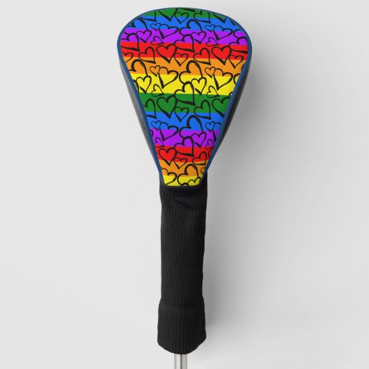 Rainbow Heart Pattern Golfheadcover (Voorkant)