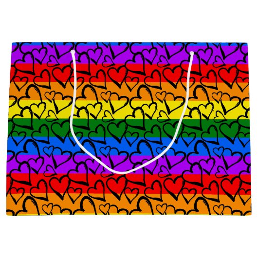 Rainbow Heart Pattern Groot Cadeauzakje (Voorkant)