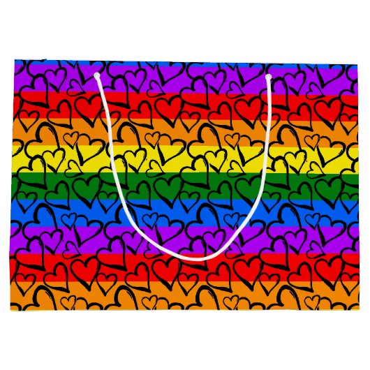 Rainbow Heart Pattern Groot Cadeauzakje (Achterkant)
