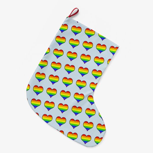 Rainbow Heart Pattern Grote Kerstsok (Voorkant (Hangend))