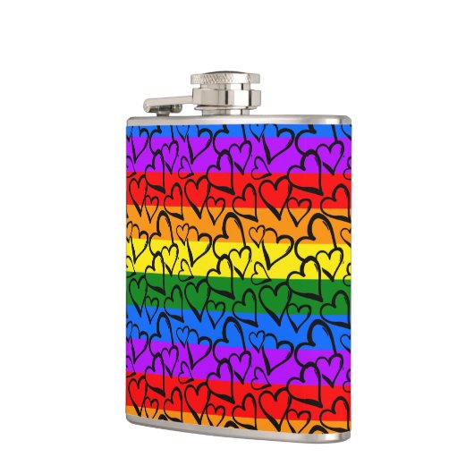 Rainbow Heart Pattern Heupfles (Links)