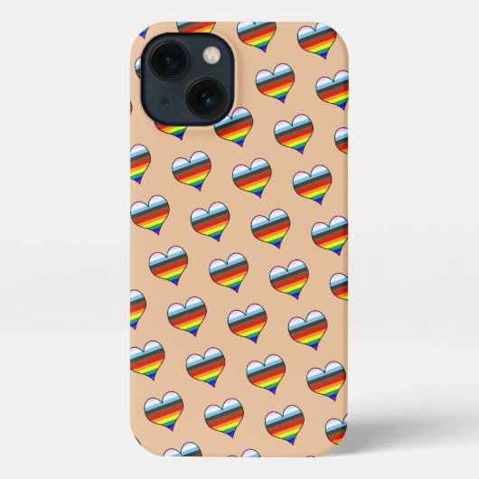 Rainbow Heart Pattern iPhone Case Hoesje (Achterkant)