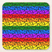 Rainbow Heart Pattern Kartonnen Onderzetters (Voorkant)