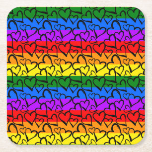Rainbow Heart Pattern Kartonnen Onderzetters