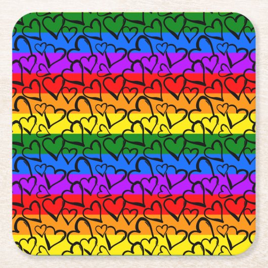 Rainbow Heart Pattern Kartonnen Onderzetters (Voorkant)
