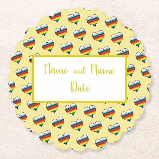 Rainbow Heart Pattern Kartonnen Onderzetters (Voorkant)