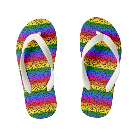 Rainbow Heart Pattern Kinder Teenslippers (Voetbed)