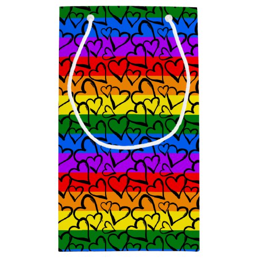 Rainbow Heart Pattern Klein Cadeauzakje (Achterkant)