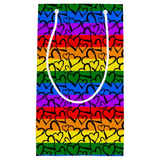 Rainbow Heart Pattern Klein Cadeauzakje (Voorkant)