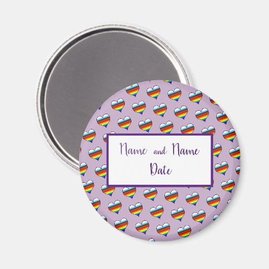 Rainbow Heart Pattern Magnet (Voorkant / Achterkant)