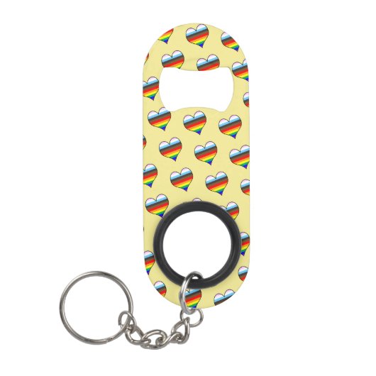 Rainbow Heart Pattern Mini Flessenopener (Voorkant)