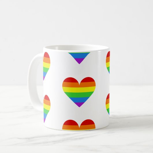 Rainbow Heart Pattern Mug Koffiemok (Voorkant links)